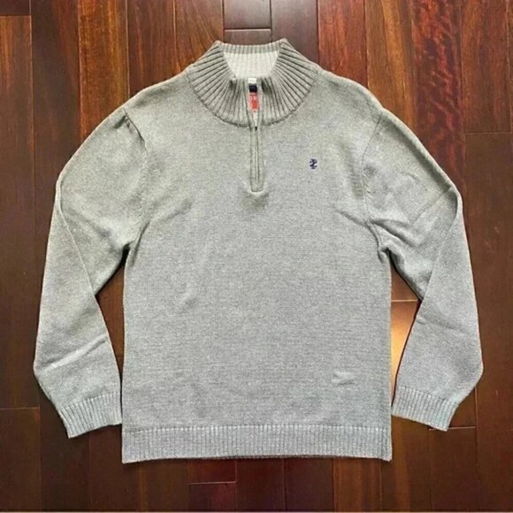 IZOD Sweater 1/4 Zip Pullover 100% Cotton Grey Boys Size XL - Picture 14 of 14